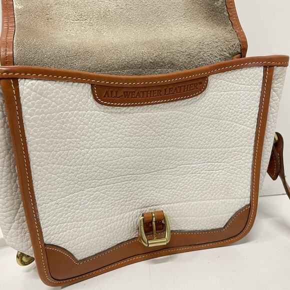 VTG DOONEY & BOURKE White Brown All-Weather Leather Pebble Crossbody Bag 8”x8” - Picture 7 of 12